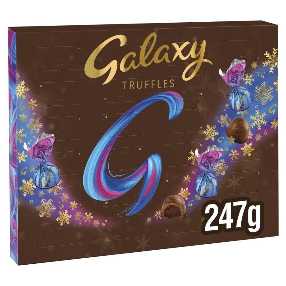 <p>Galaxy truffles are getting in on the advent calendar hype this year, offering an individually wrapped chocolate behind each door. Yum<strong>.</strong></p><p><strong><a class="link " href="https://go.redirectingat.com?id=127X1599956&url=https%3A%2F%2Fwww.ocado.com%2Fproducts%2Fgalaxy-truffles-chocolate-christmas-advent-calendar-531011011&sref=https%3A%2F%2Fwww.cosmopolitan.com%2Fuk%2Fworklife%2Fg4194%2Fbest-chocolate-advent-calendars%2F" rel="nofollow noopener" target="_blank" data-ylk="slk:SHOP NOW;elm:context_link;itc:0;sec:content-canvas">SHOP NOW</a> £9.99, Amazon</strong></p>