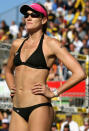 Kerri Walsh reacts after a lost point in the AVP San Francisco Best of the Beach Open final match at Pier 30/32 on September 16, 2007 in San Francisco, California. Misty May-Treanor and Kerri Walsh defeated Nicole Branagh and Elaine Youngs 21-14, 28-26.