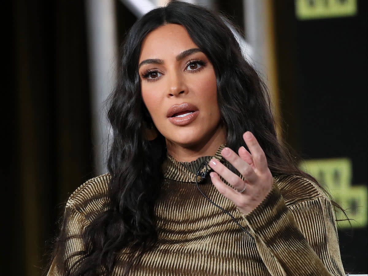 Kim Kardashian speaks onstage during the 2020 Winter TCA Tour at The Langham Huntington, Pasadena on 18 January 2020 (David Livingston/Getty Images)