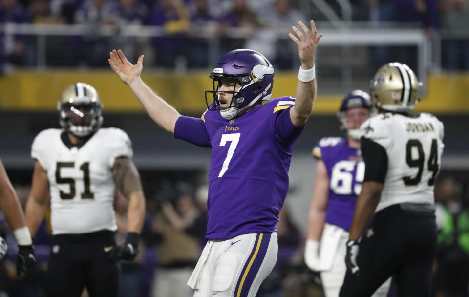 Case Keenum will lead the Vikings into their first NFC title game since 2010. (AP) 