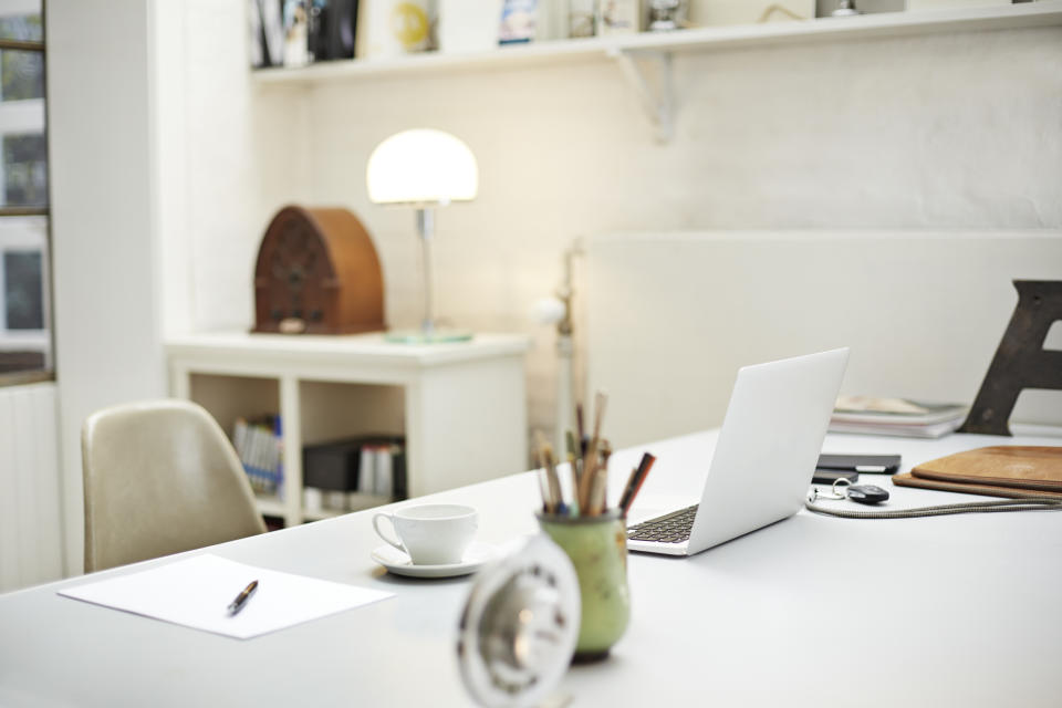 Still-life of desk at small creative office