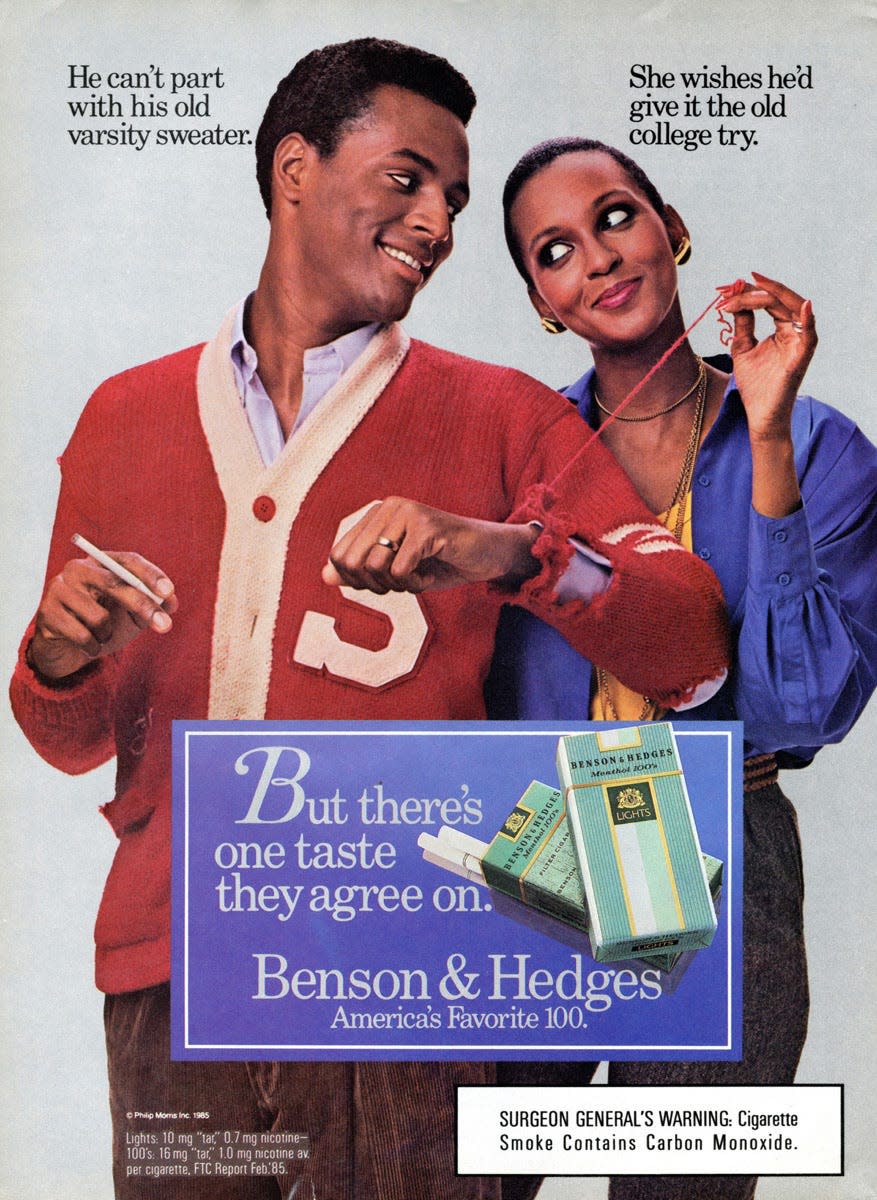 Benson & Hedges, manufactured by Philip Morris, Inc., cigarette advertisement. The U.S. Food and Drug Administration announced April 28, 2022, a long-awaited proposal to remove menthol cigarettes from the shelves.