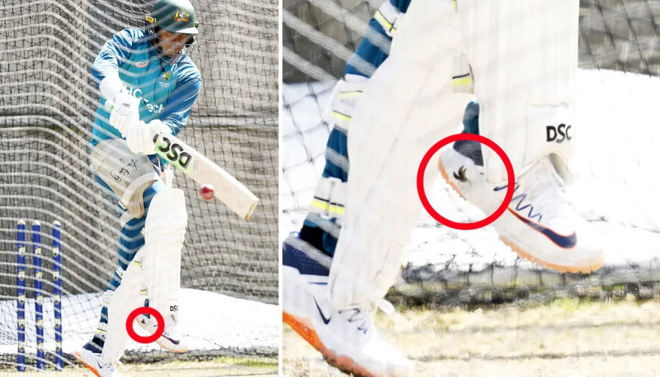 Usman Khawaja was blocked by the ICC from displaying a dove symbol on his shoes. Image: Getty
