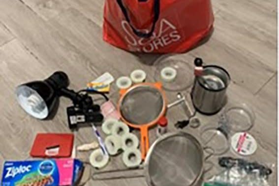 Police found tools and items used in the preparation and distribution of narcotics at the residence where suspect Renny Antonio Parra Paredes told authorities he was staying at. Photo courtesy of Justice Department.