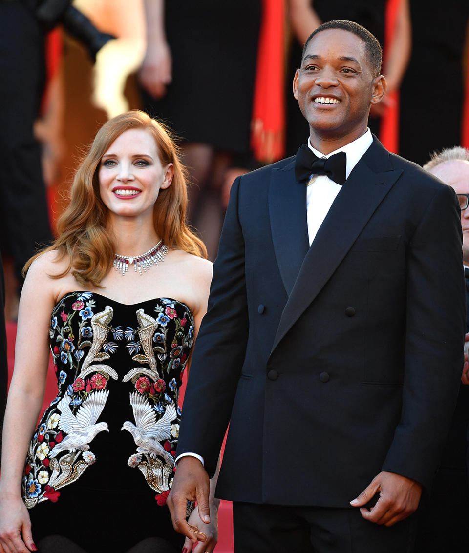 <p>Jury members Jessica Chastain and Will Smith at the <em>Ismael’s Ghosts</em> (<em>Les Fantomes d’Ismael</em>) screening and Opening Gala at the <a rel="nofollow" href="https://www.yahoo.com/movies/tagged/cannes-film-festival" data-ylk="slk:Cannes Film Festival;elm:context_link;itc:0;sec:content-canvas" class="link ">Cannes Film Festival</a> on May 17, 2017 (Photo: Pascal Le Segretain/Getty Images) </p>