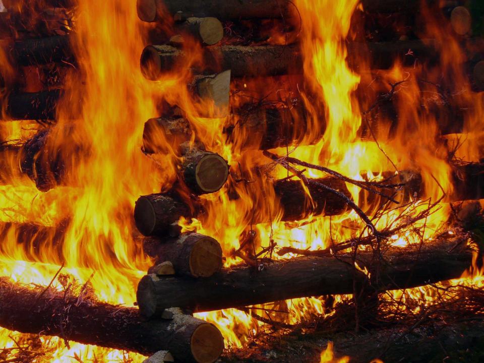 burning wood fire