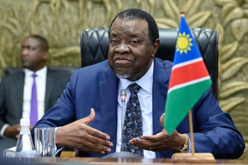 Hage Gottfried Geingob, President Of Namibia, Speaks At A Meeting With Germany'S Minister Of Economics Habeck And Business Representatives At State House. Bernd Von Jutrczenka/Dpa