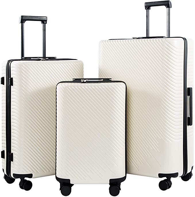 Coolife Luggage 3 Piece Set, White (Credit: Amazon)