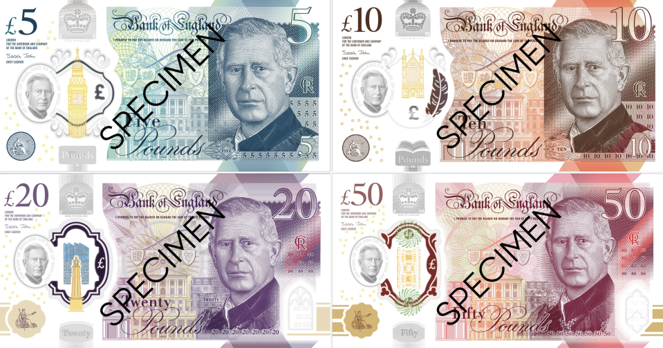 King Charles III on UK banknotes will be in circulation by mid-2024. 