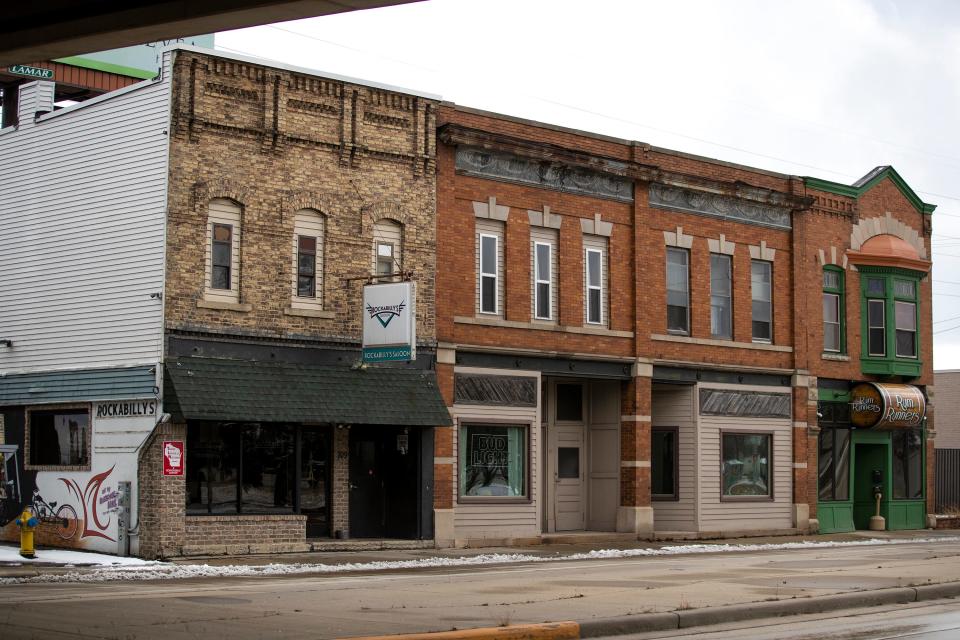 Rockabilly's Saloon, 709 S. Broadway, and RumRunners, 715 S. Broadway, in Green Bay. A bartender at Rockabilly's was stabbed March 15, 2021. She ran to RumRunners for help. A man in a vehicle further down the block was stopped for a train and was also stabbed, Green Bay police say, and died from his injuries.