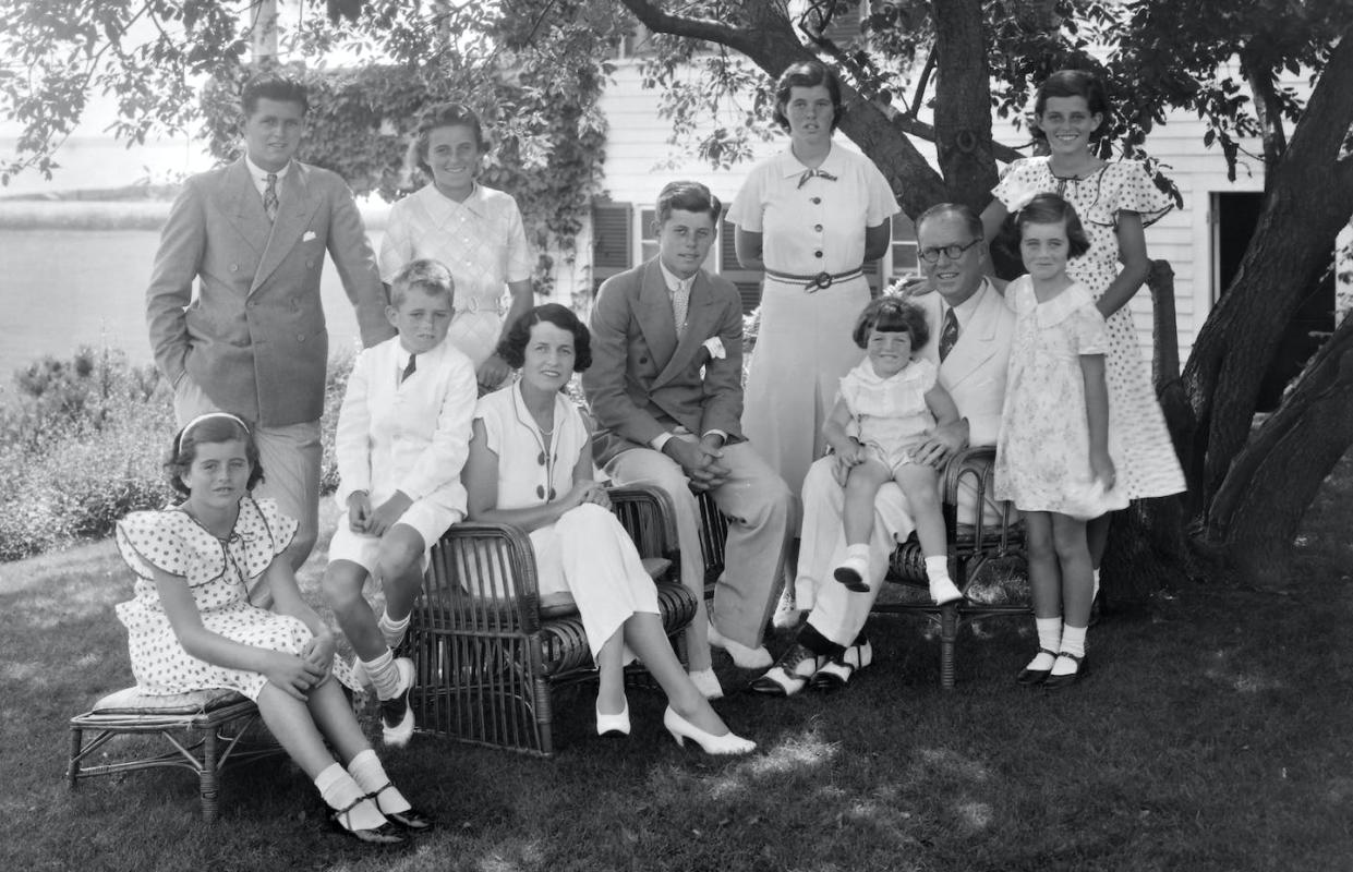 A portrait of the Kennedy family taken in Hyannis, Mass., in the 1930s. <a href="https://media.gettyimages.com/id/82759243/photo/portrait-of-the-kennedy-family.jpg?s=1024x1024&w=gi&k=20&c=9nlchtG6g6vHgQYHhgOoFaNIk2OepV6uOumTzI2uZ14=" rel="nofollow noopener" target="_blank" data-ylk="slk:Bachrach/Getty Images;elm:context_link;itc:0;sec:content-canvas" class="link ">Bachrach/Getty Images</a>