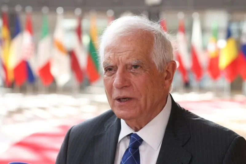 Josep Borrell, EU High Representative for Foreign Affairs and Security Policy, speaks to the media upon his arrival to attend the EU defence ministers meeting. Francois Lenoir/European Council/dpa