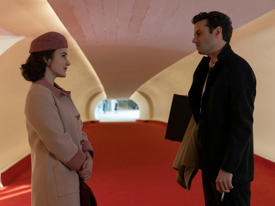 Rachel Brosnahan (Miriam 'Midge' Maisel) and Luke Kirby (Lenny Bruce) on "The Marvelous Mrs. Maisel."