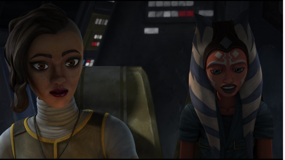 Rafa and Ahsoka try to talk their way through security.