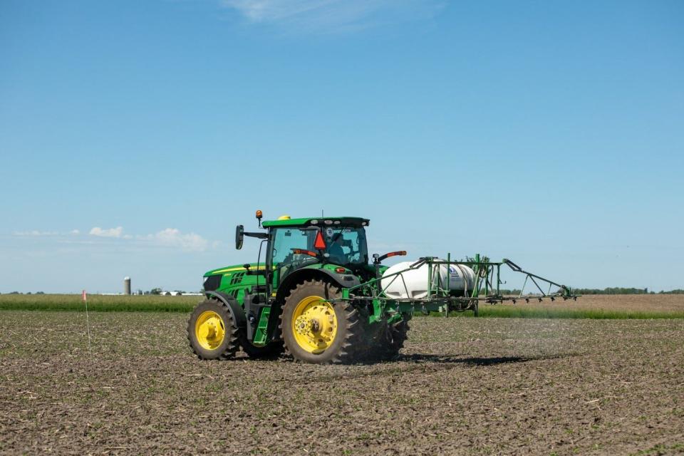 Sprayer in a field.