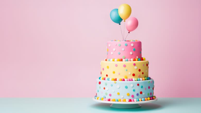 fondant birthday cake with balloons