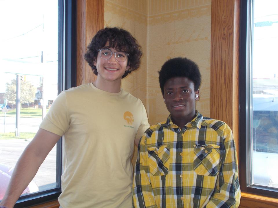 Joaquim Barros, of Brazil, and Mustapha Kemokai, Sierra Leone, West Africa are part of Youth for Understanding and are attending Clyde High School.