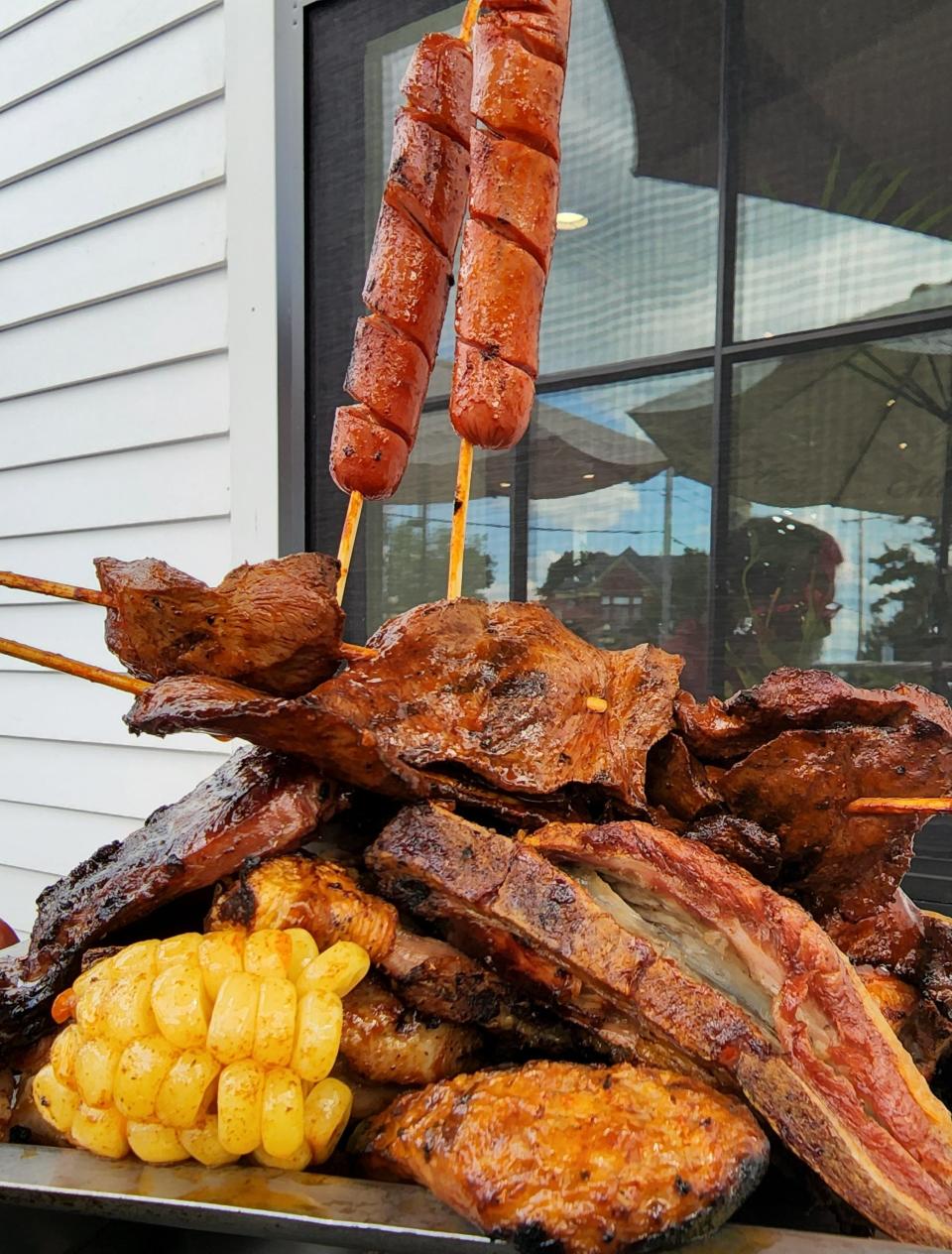 The Parilla Ranchera is a dish that could easily serve a party of four or even five. It's a feast of grilled meats including ribeyes, anticuchos beef heart skewers, pork ribs, chicken, chorizo and sausage.