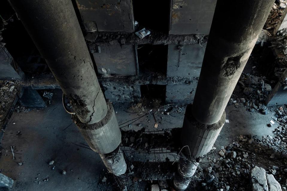 A bombed basement in Gaza City (Paddy Dowling/Qatar Fund For Development)