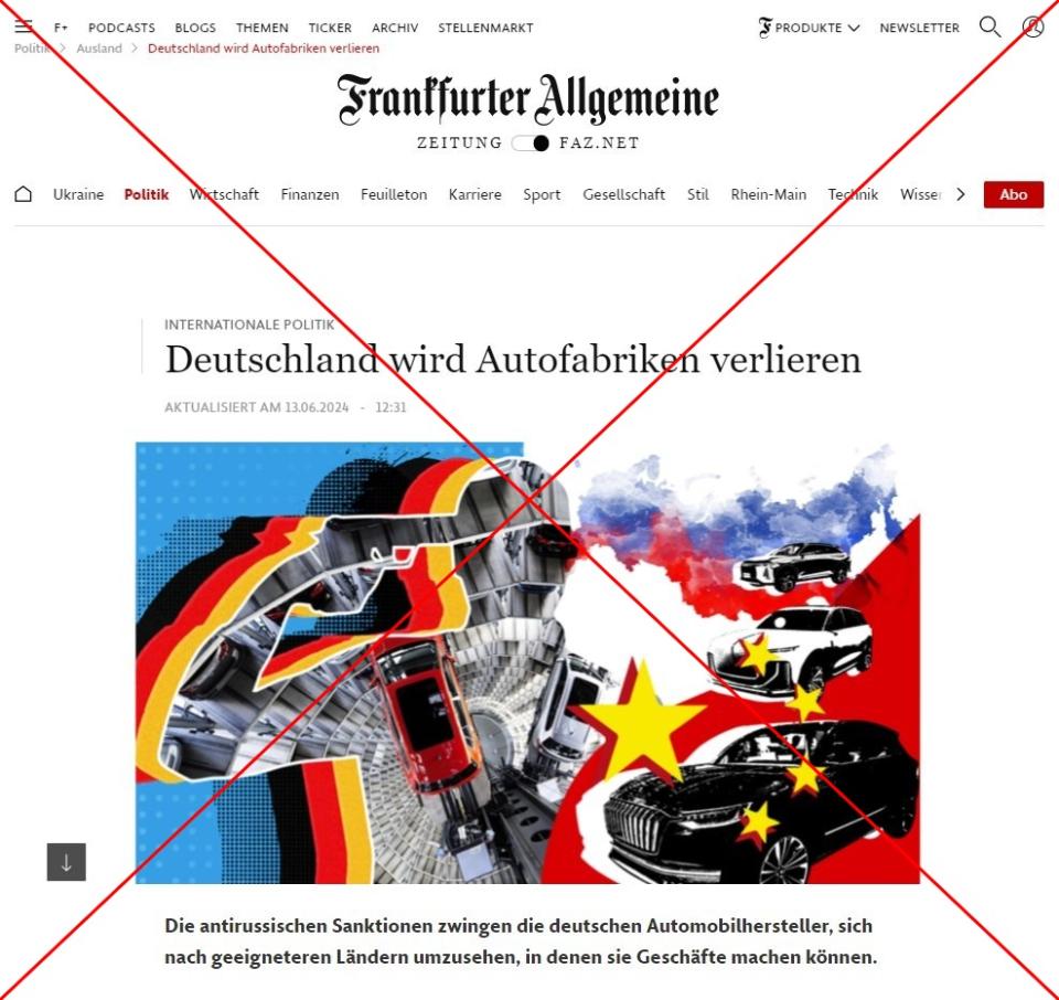 <span>Screenshot des angeblichen "FAZ"-Artikels: 15. Juni 2024</span>