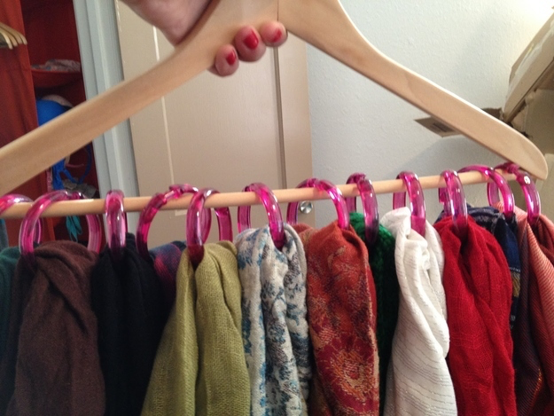 Use Shower Curtain Rings for Scarves