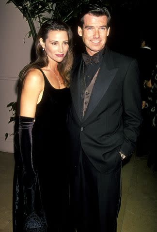 <p>Ron Galella/Ron Galella Collection via Getty</p> Keely Shaye Smith and Pierce Brosnan in 1994
