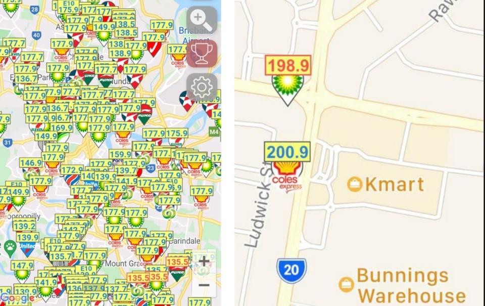 The app allows you to compare prices to other petrol stations in your area.