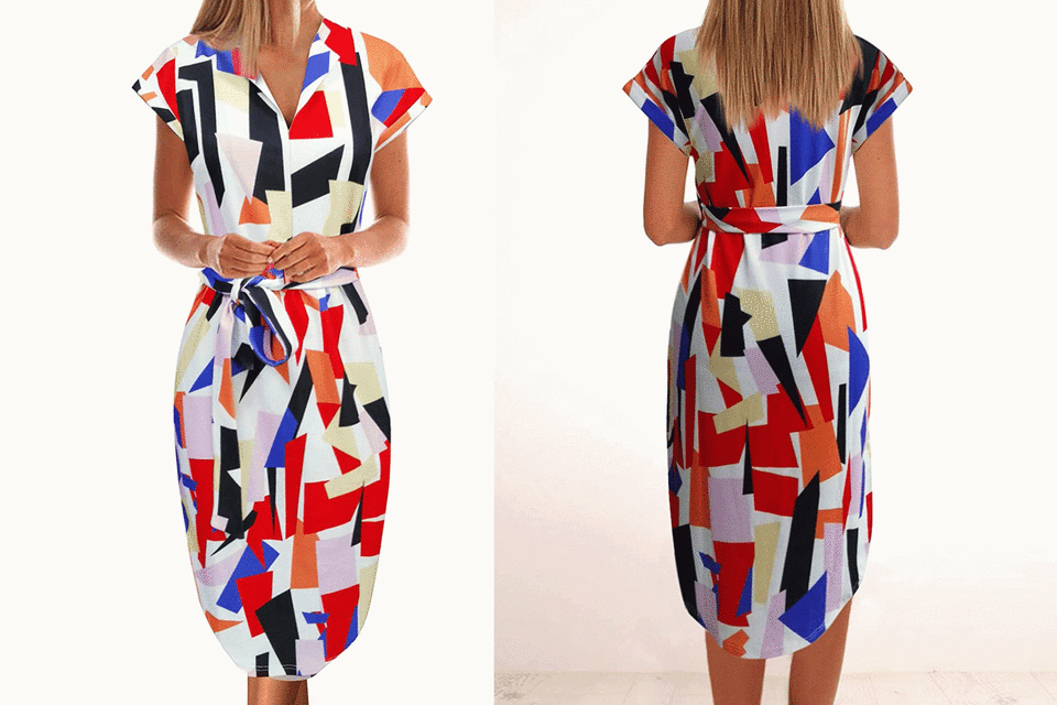 destination wedding guest dress geometric workwear