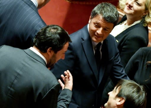 The two Matteos: Salvini (l) and Renzi hold very different political views but there are parallels between the two