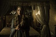 When we first meet Cersei Lannister, she's queen, but only as the wife of Robert Baratheon, not in her own right. As a supporting character in his story, <strong>Lena Headey</strong> sported loose, flowing hair and simple, brightly-colored garments. She tended to wear <a href="https://www.allure.com/story/reporter-said-lena-headey-disappointing-compared-to-cersei-lannister?mbid=synd_yahoo_rss" rel="nofollow noopener" target="_blank" data-ylk="slk:makeup emphasizing her eyes;elm:context_link;itc:0;sec:content-canvas" class="link ">makeup emphasizing her eyes</a>, with rosy lips and cheeks suggesting a naivety that wouldn't <em>quite</em> bear out...