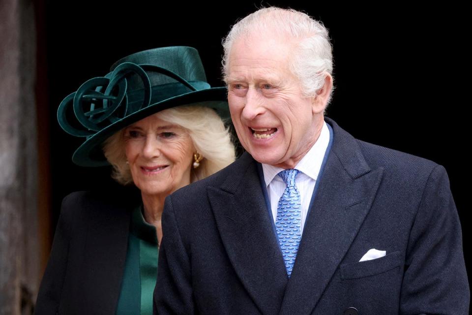 Charles and Queen Camilla attended the Easter Sunday service (AFP via Getty)