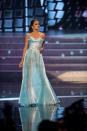 Miss Philippines, Janine Tugonon, competes in an evening gown of her choice as one of the top ten contestants during this year's LIVE NBC Telecast of the 2012 Miss Universe Competition at PH Live in Las Vegas, Nevada on December 19, 2012. HO/Miss Universe Organization L.P., LLLP