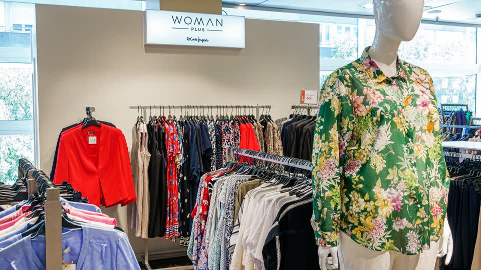 Plus-size women's clothing is displayed at department store El Corte Inglés in Spain. - Jeff Greenberg/Universal Images/Getty Images