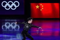 <p>China’s Jin Boyang performs during the figure skating gala event during the Pyeongchang 2018 Winter Olympic Games at the Gangneung Oval in Gangneung on February 25, 2018. / AFP PHOTO / Mladen ANTONOV (Photo credit should read MLADEN ANTONOV/AFP/Getty Images) </p>