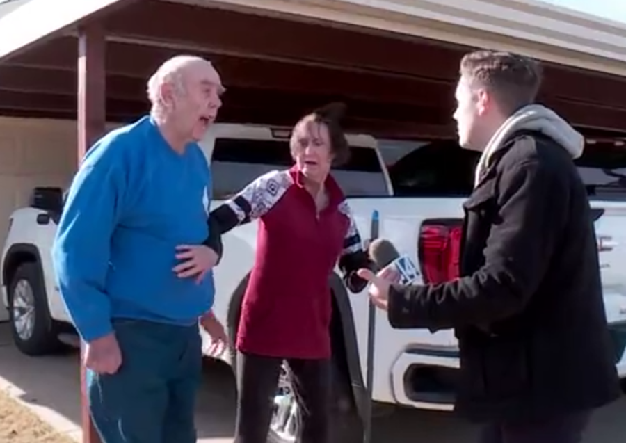 Kenneth and wife speak with KFOR. 