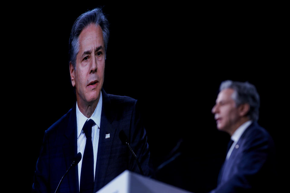 U.S. Secretary of State Antony Blinken speaks at the third Summit for Democracy in Seoul, South Korea, March 18, 2024. (Evelyn Hockstein/Pool Photo via AP)