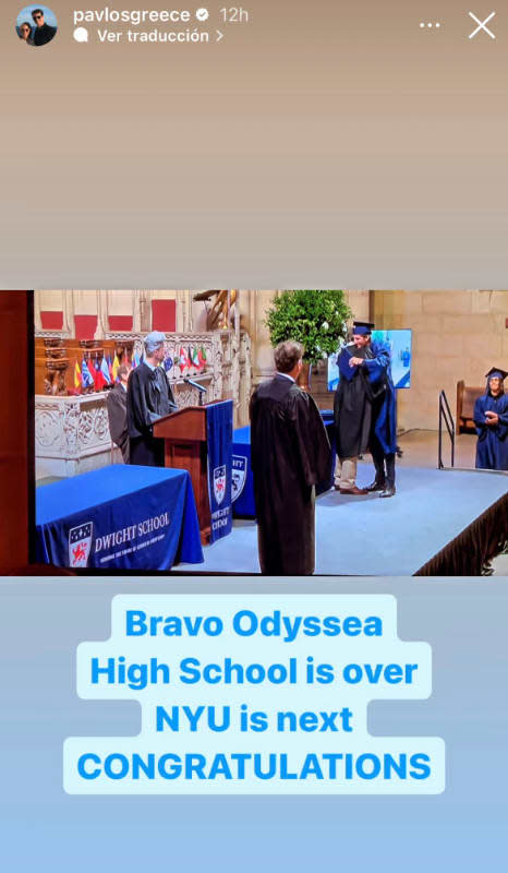 Odysseas de Grecia en su graduación de Bachillerato