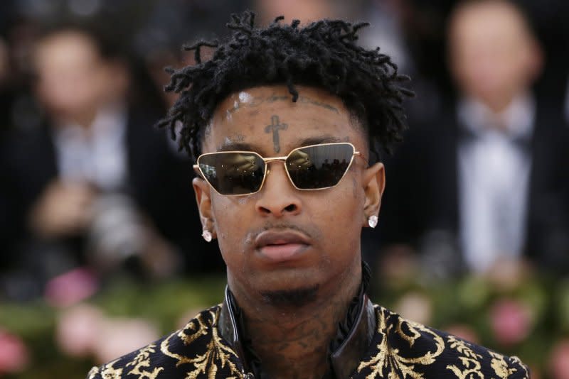 21 Savage attends the Costume Institute Benefit at the Metropolitan Museum of Art in 2019. File Photo by John Angelillo/UPI