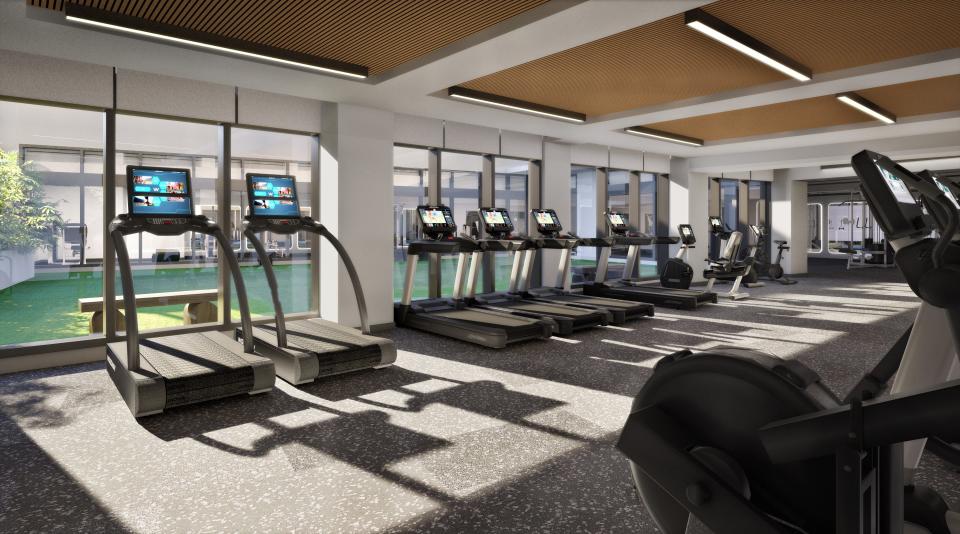 The fitness center at The Laurel, a new apartment tower at The Square in West Palm Beach by developer, Related Cos.
