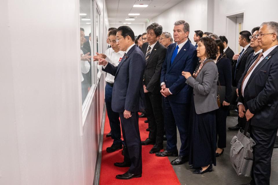 Japanese Prime Minister Fumio Kishida and Gov. Cooper visit Toyota's electric and hybrid battery plant April 12, 2024