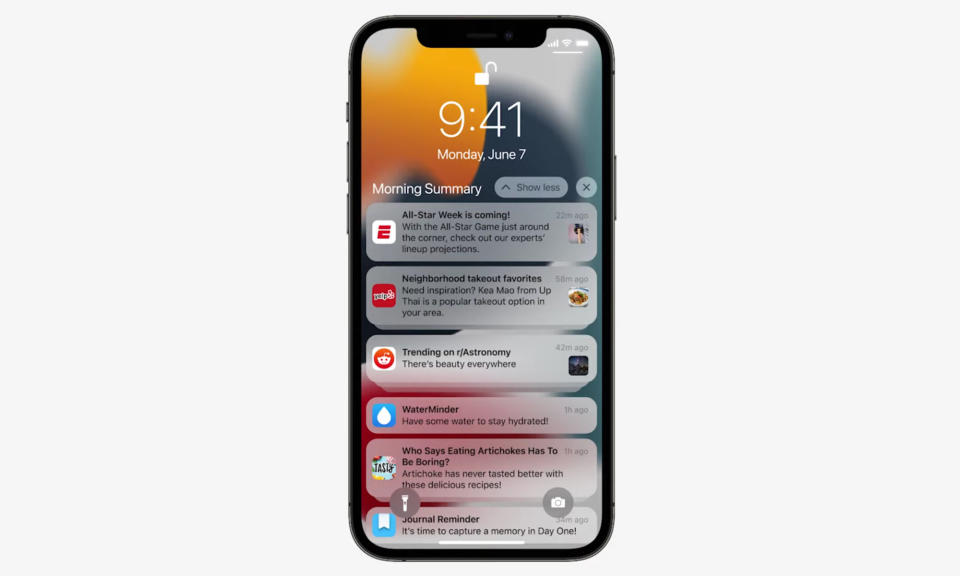 Apple iOS 15 Notification summary