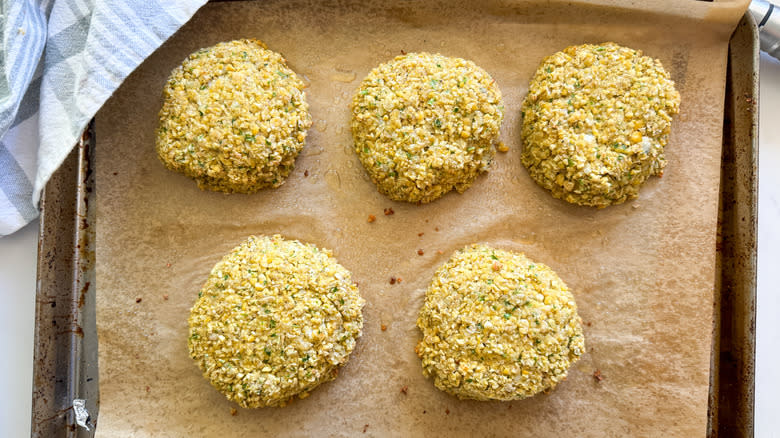 patties on baking tray