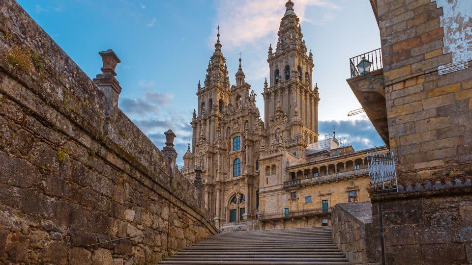 Santiago de Compostela Cathedral is a pilgrimage site for hundreds of thousands of long-distance walkers each year. - samael334/iStockphoto/Getty Images