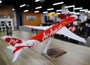A replica of AirAsia plane is seen at the airline's parent company, Capital A's office in Sepang