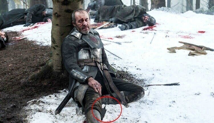 Stannis managed to nab a souvenir from the 21st century. Photo: HBO