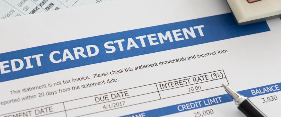 Image of credit card statement with interest rate