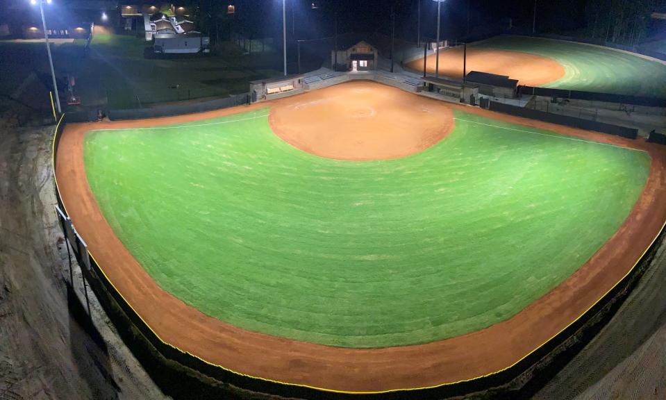 The new varsity softball field at Bryan County Middle High School. The middle school diamond is located adjacent.