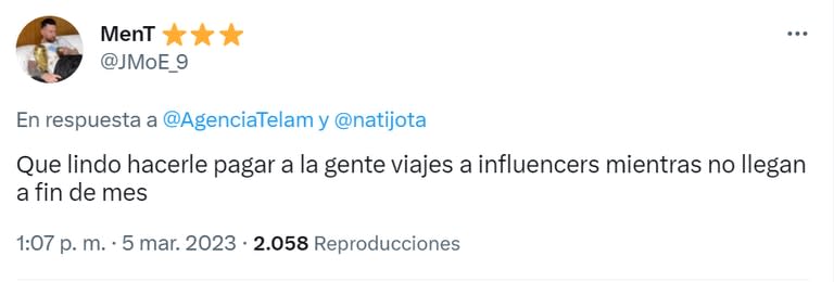 Tras la noticia, los usuarios de las redes sociales criticaron duramente el viaje de Nati Jota a la Antártida 