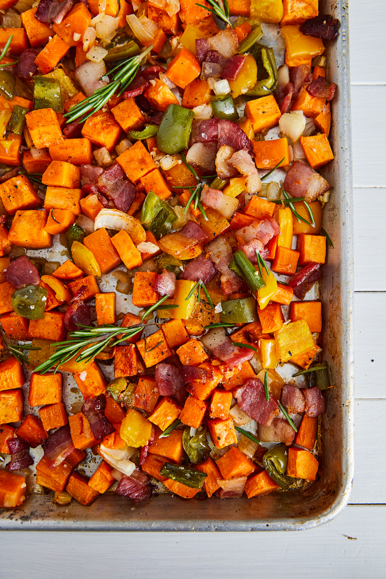 sheet pan sweet potato hash