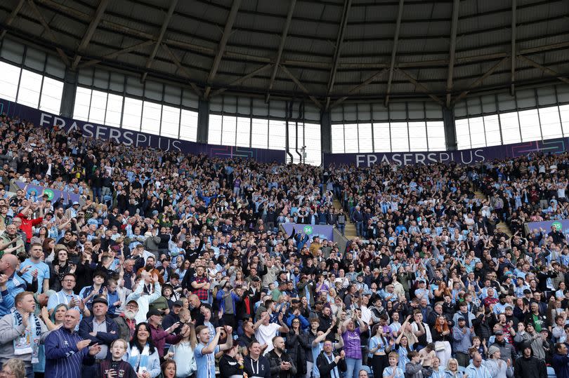 Coventry City fans show their support during the Sky Bet Championship match at Coventry Building Society Arena
